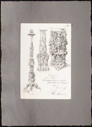 Reiseskizzen aus Italien: Venedig: Bronzekandelaber in San Marco (Perspektivische Ansichten)