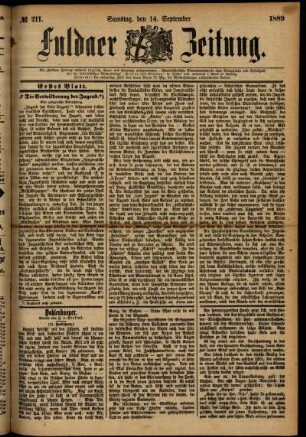 Erste Ausgabe vom Samstag, den 14. September 1889.