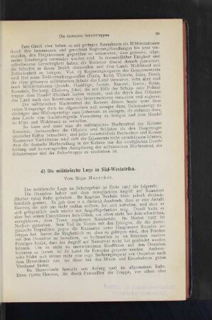 d) Die militärische Lage in Süd-Westafrika.
