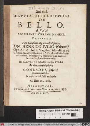 Disputatio Philosophica De Bello