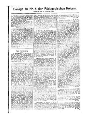 [Umschau] : [Fortsetzung aus dem Hauptblatt] ; Beilage zu Nr. 6 der Pädagogischen Reform