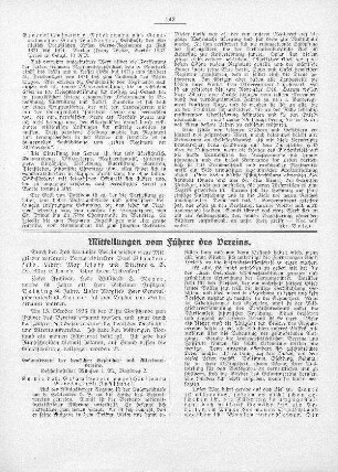 Mitteilungen vom Führer des Vereins