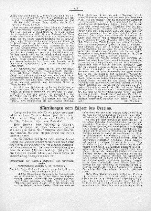 Mitteilungen vom Führer des Vereins