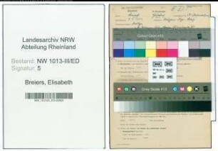 Entnazifizierung Elisabeth Breiers , geb. 09.09.1909 (Lehrerin)