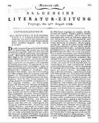 Griesbach, Johann Jakob: Anleitung zum Studium der populären Dogmatik : besonders für künftige Religionslehrer. - 3., verb. Aufl. - Jena : Cuno, 1787