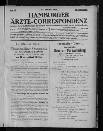 No. 42. 20. Oktober 1918. 21. Jahrgang.