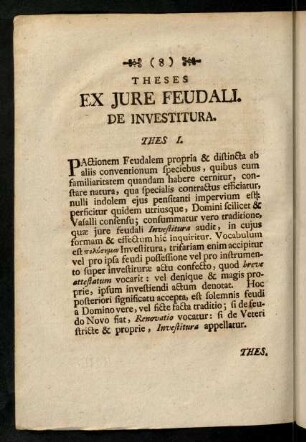 8-16, Theses Ex Jure Feudali De Investitura