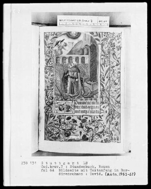 Lateinisch-französisches Stundenbuch (Livre d'heures) — König David betet zu Gott, Folio 64recto