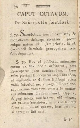 Caput Octavum. De Sacerdotio saeculari.