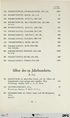 Silber des 19. Jahrhunderts (II. Teil) (Nr. 399-437)