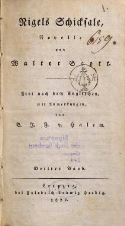 Nigels Schicksale : Novelle, 3
