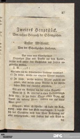 Zweites Hauptstück. Vom rechten Gebrauch der Schreibzeichen.