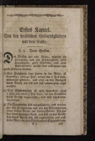 Erstes Kapitel. Von den weiblichen Geburtsgliedern und dem Kinde.