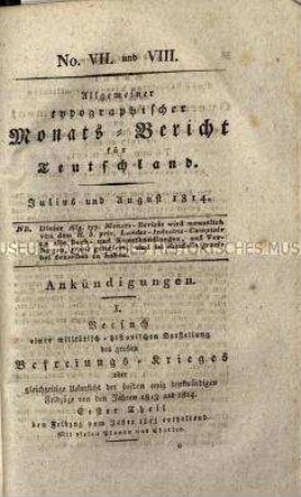 Allgemeiner typographischer Monatsbericht für Deutschland. Jg. 1814