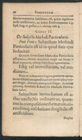 Caput II. De Subiecto Methodi Particularis
