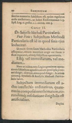 Caput II. De Subiecto Methodi Particularis