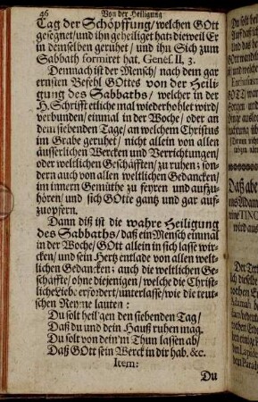 [Von der Heiligung des Sabbaths.]