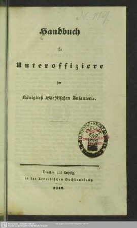 Handbuch für Unteroffiziere der Königlich Sächsischen Infanterie