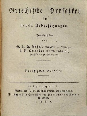 Arrian's von Nicomedien Werke, 3. Taktik, und Geschichte der Feldzüge Alexanders. 3. Bändchen
