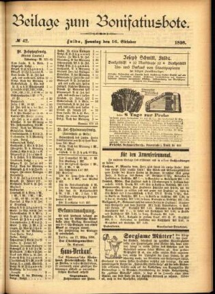 Zweite Ausgabe vom Sonntag, den 16. Oktober 1898.
