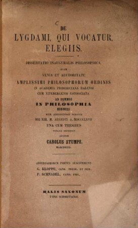 De Lygdami, qui vocatur, elegiis