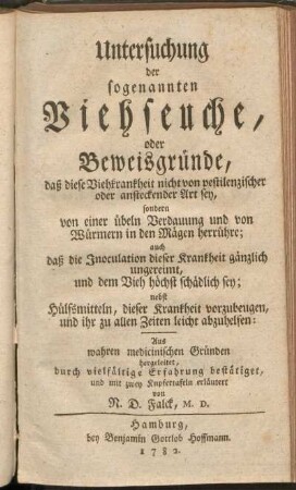 Untersuchung der sogenannten Viehseuche