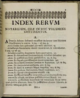 Index Rerum notabilium, quæ in hoc voumine continentur.