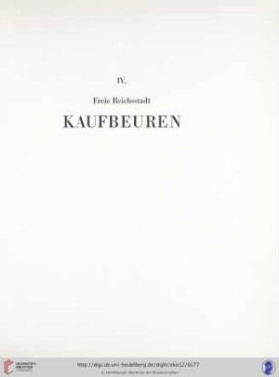 IV. Freie Reichsstadt Kaufbeuren