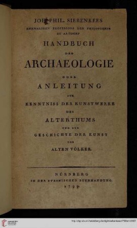 Band 1: Handbuch der Archäologie oder Anleitung zur Kenntniß der Kunstwerke des Alterthums und zur Geschichte der Kunst der alten Völker