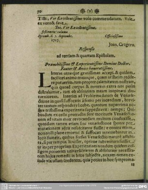 Responsio ad tertiam & quartam Epistolam