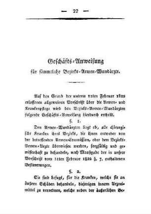Geschäfts-Anweisung für sämmtliche Bezirks-Armen-Wundärzte