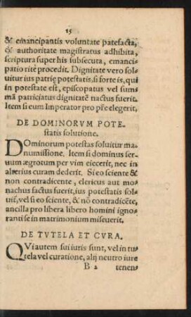 De Dominorum Potestatis solutione.