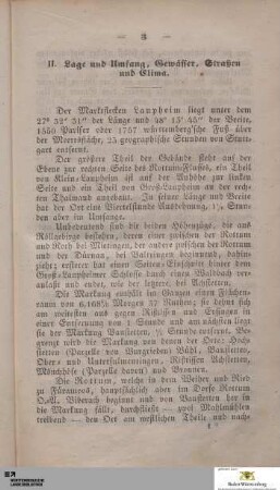 II. Lage und Umfang , Gewässer, Straßen und Clima