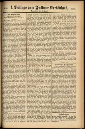Zweite Ausgabe vom Samstag, den 09. Juni 1900.