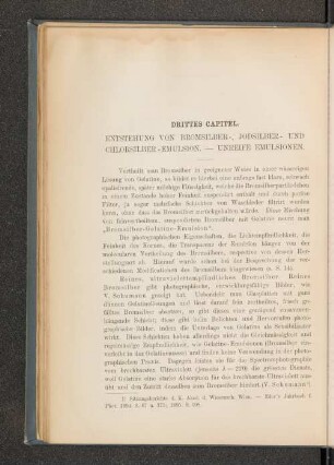Drittes Capitel. Entstehung von Bromsilber-, Jodsilber- und Chlorsilber-Emulsion. - unreife Emulsion
