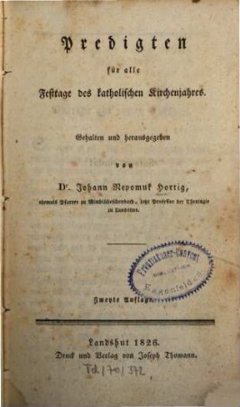 Predigten für alle Festtage des katholischen Kirchenjahres