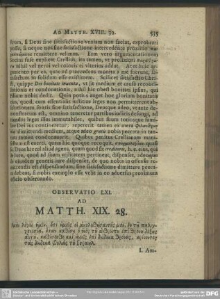 Observatio LXI. Ad Matth. XIX. 28.