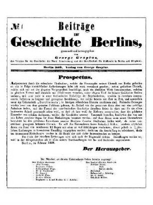 Beiträge zur Geschichte Berlins