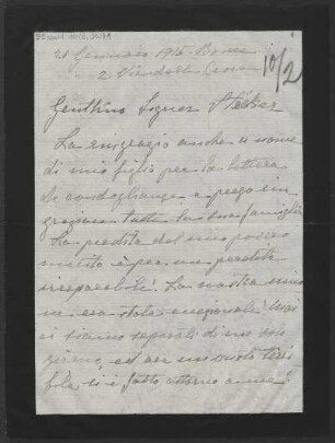 Brief an Ludwig Strecker (senior) und B. Schott's Söhne : 21.01.1915-21.03.1915