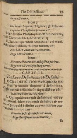 Caput II. De Loco Definitionis [et] Definiti.