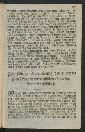Zehnjährige Recrutirung der europäischen Truppen der englischen ostindischen Handelsgesellschaft