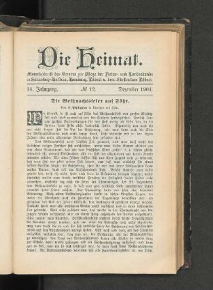 14. Jahrgang. No. 12. Dezember 1904.
