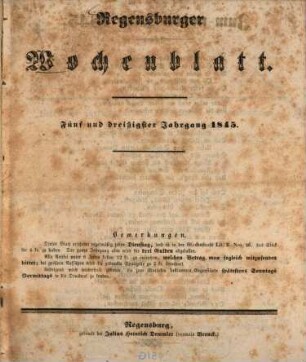 Regensburger Wochenblatt. 35. 1845