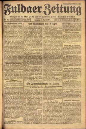 Ausgabe vom Samstag, den 23. April 1927.