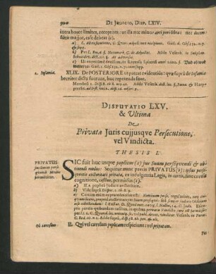 Disputatio LXV. & Ultima. De Privata Iuris cuiusque Persecutione, vel Vindicta.