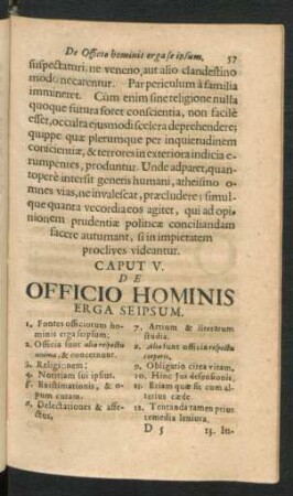 Caput V. De Officio Hominis Erga Seipsum