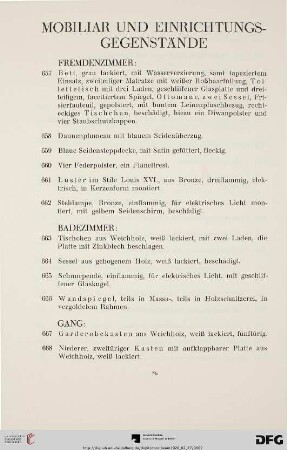 Mobiliar und Einrichtungs-Gegenstände (Nr. 657-707)