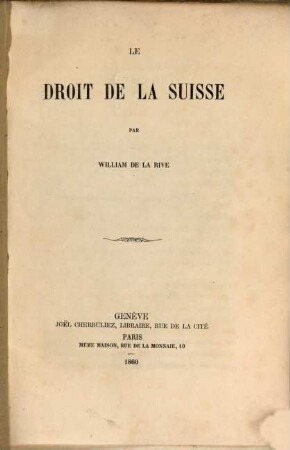 Le droit de la Suisse