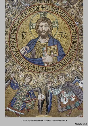 Bildprogramm des Palazzo dei Normanni : Pantokrator, vier Erzengel, vier Engel, Propheten, Evangelisten : Kuppeltambour