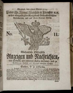 No. 11. Montags, den 18ten Martii, 1754.